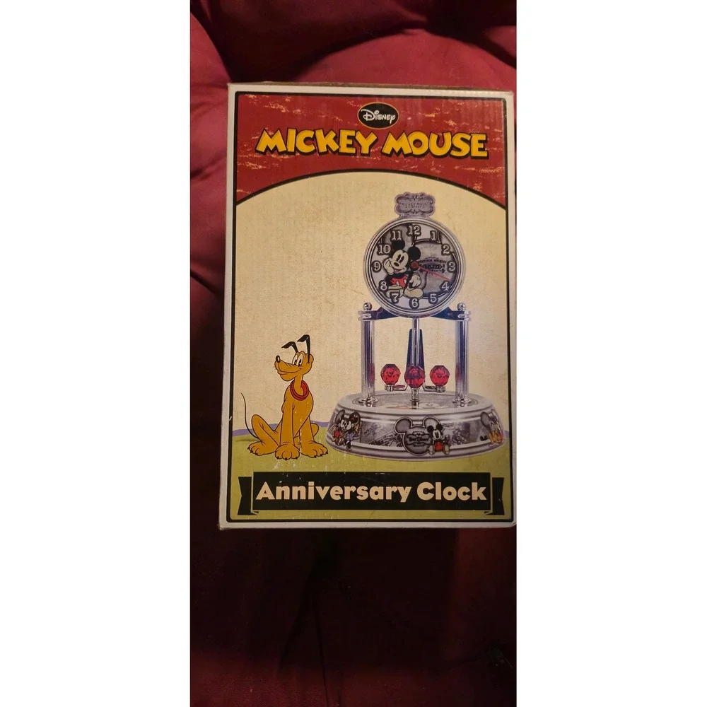 Disney Mickey‎ Mouse Anniversary Clock Porcelain Base Glass Dome DS20775 New